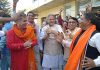 BJP leaders celebrating victory of party in Assembly elections in four states at Jammu on Thursday.