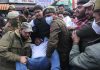 PYC activist being taken into custody during protest in Jammu on Saturday. —Excelsior/Rakesh