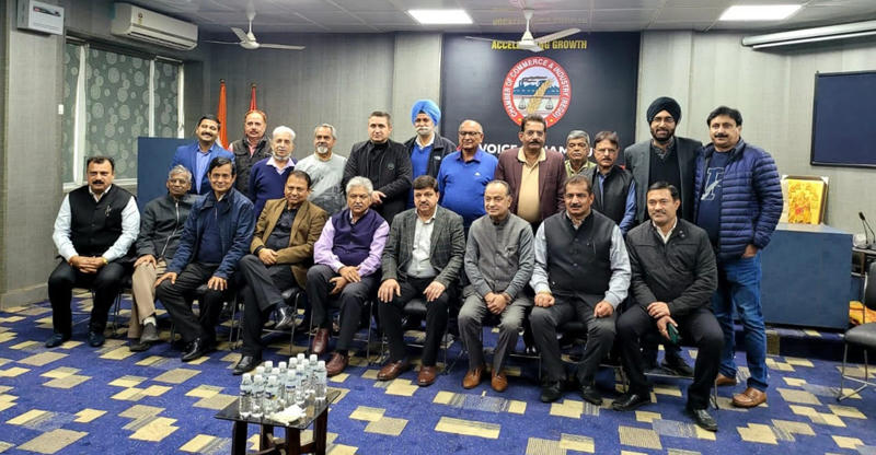 LJK-LEAD team members at a meeting with JCCI Office bearers and industrialists of Jammu and Samba on Monday.
