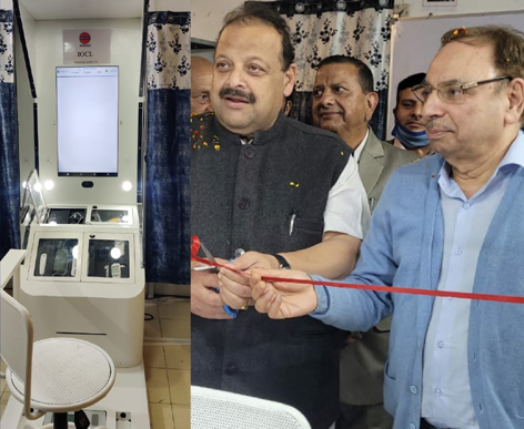 BJP leader Devender Singh Rana inaugurating tele medicine facility at Jagati on Thursday.