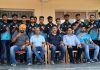 Players posing for a group photograph with Director Sports Jammu University and others on Monday.