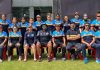 J&K women cricket team posing alongwith Support Staff after thrashing Manipur at ACA Stadium, Guwahati on Tuesday.