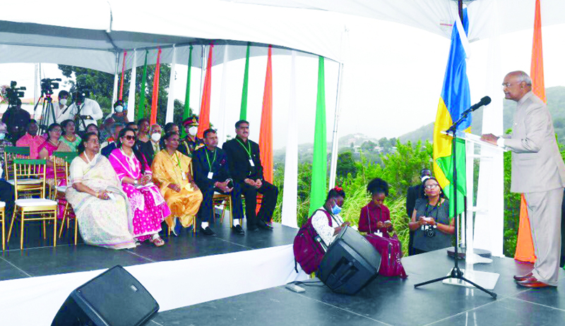 President Ram Nath Kovind addressed the Indian origin community in Kingstown. The President renamed ‘Calder Road’ to ‘India Drive’ in presence of PM Dr Ralph Gonsalves.