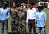 Player and Army officials posing for photograph during inaugural ceremony of Poonch Premier League on Wednesday.
