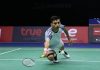 Lakshya Sen of India competes in the singles match against Anthony Sinisuka Ginting of Indonesia during the final match at Thomas Cup badminton tournament in Bangkok on Sunday.