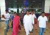 Senior AICC leader Rajni Patil being received by JKPCC leaders at Jammu Airport on Tuesday.