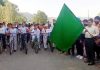 Deputy Commission, Inder Jeet flagging off a 'Bicycle Rally' at Poonch on Friday.
