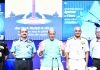 Defence Minister Rajnath Singh with Chief of Army Staff General Manoj Pande, Chief of Air Staff Air Chief Marshal VR Chaudhari and Chief of Naval Staff Admiral R Hari Kumar during a press conference at National Media Center in New Delhi on Tuesday. (UNI)