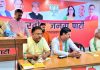 Union Minister Dr Jitendra Singh addressing Civil Society organisations as a part of the outreach programme organised by BJP, at Dehradun on Sunday.