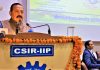 Union Minister Dr Jitendra Singh addressing the scientists on the occasion of "World Environment Day" at the Indian Institute of Petroleum, Dehradun on Sunday.