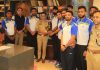 ADGP Armed, SJM Gillani honouring the J&K Police Basketball team at Police Headquarter Srinagar on Monday.