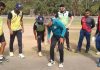Toss of coin being held at GGM Science College Hostel Ground in Jammu.