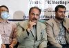 Director DHSK Dr Mushtaq Ahmad addressing a press conference at Srinagar on Saturday. -Excelsior/Shakeel
