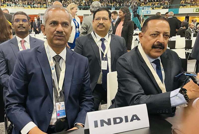 Union Minister Dr Jitendra Singh leading Indian delegation during the Plenary Session on first day of the 5-day UN Ocean Conference at Lisbon, Portugal on Monday.