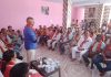 Former Minister, Ch Sukhnandan addressing a gathering at Sum village on Monday.