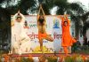 Swami Ramdev performing Yoga during World Yoga Day on Tuesday.