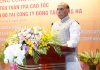 Defence Minister Rajnath Singh addressing the gathering during the handing over of 12 High Speed Guard Boats to Vietnam at Hong Ha Shipyard in Hai Phong on Thursday. (UNI)