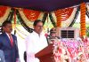 Telangana Chief Minister, K. Chandrashekar Rao addressing a gathering.