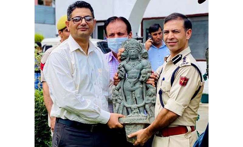 About 1200 years old sculpture of Lord Vishnu found in Budgam district on Wednesday.