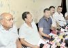 Members of Contractors Welfare Association addressing a press conference in Jammu on Wednesday. -Excelsior/Rakesh