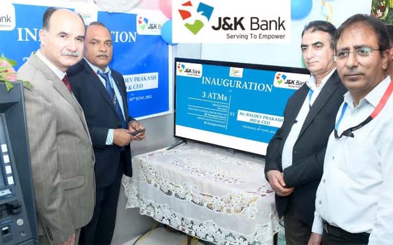 MD & CEO J&K Bank, Baldev Parkash inaugurating Bank ATM in Srinagar on Thursday.