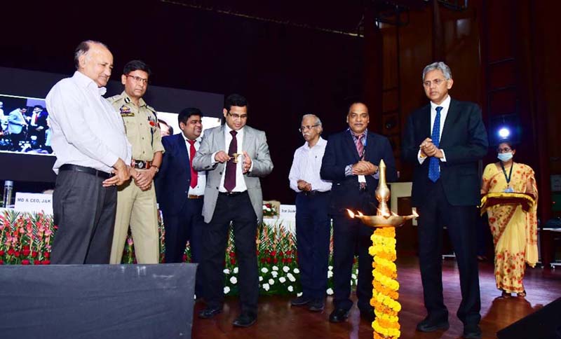 Guests lighting ceremonial lamp during inaugural of Orientation Programme at IIM Jammu on Tuesday.