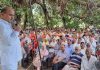 Former DyCM Tara Chand addressing public meeting at Dhok Khalsa in Akhnoor on Wednesday.