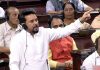 Union Minister for Information and Broadcasting Anurag Singh Thakur speaking in Rajya Sabha during the Monsoon Session of Parliament in New Delhi on Thursday. (UNI)