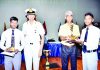 Winners being awarded with trophies by dignitaries at Sainik School Nagrota on Wedneday.