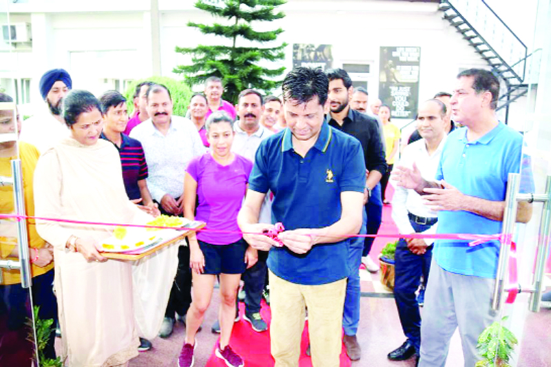 ADGP Mukesh Singh inaugurating the renovated Gym for Policemen at Jammu on Wednesday.