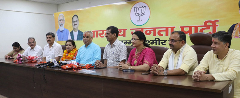 BJP leaders at a party programme at Jammu on Thursday.