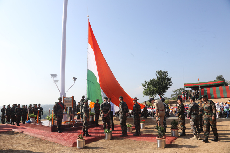 108-feet tall National Flag being installed in Baramulla. —Excelsior/Aabid Nabi