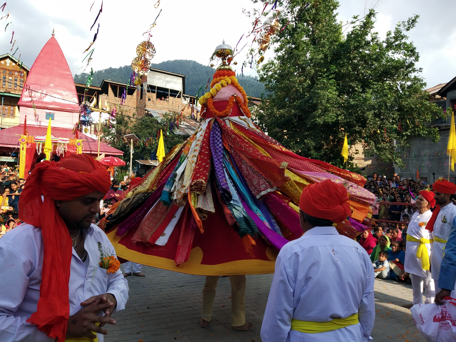 Devotees performing 'Dheku' dance on concluding day of Mela Patt. -Excelsior/Tilak Raj