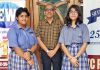 Winners posing with school principal, Amarendra Mishra in the school premises at Jammu on Tuesday.