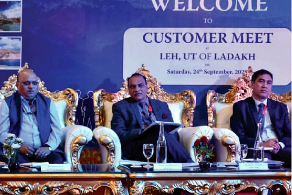 MD & CEO J&K Bank Baldev Prakash attending customers' meet in Leh.