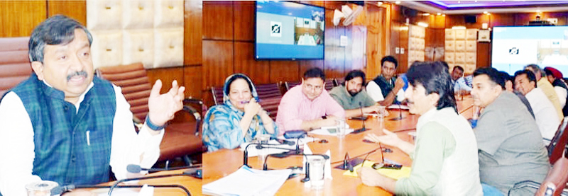 PS H&UDD Dheeraj Gupta chairing a meeting in Srinagar on Wednesday.