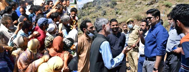 DC Bandipora Dr Owais Ahmed interacting with people on Tuesday.