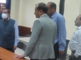 Advisor to LG, R R Bhatnagar during visit to GMC Anantnag on Sunday.