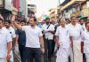 Congress leader Rahul Gandhi with former Kerela chief minister Oommen Chandy and others during the party's 'Bharat Jodo Yatra', in Chungathara, Wayana on Thursday.
