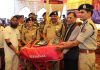 FC (ACS) Home Department J&K, R K Goyal along with DGP Dilbag Singh and other police officers during ‘Thana Diwas’ function in Shopian district.