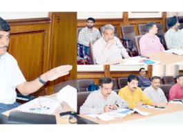 Chief Secretary chairing a meeting at Jammu on Thursday.
