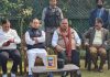 BJP leaders along with party national general secretary, Tarun Chugh during a programme at Srinagar on Sunday.