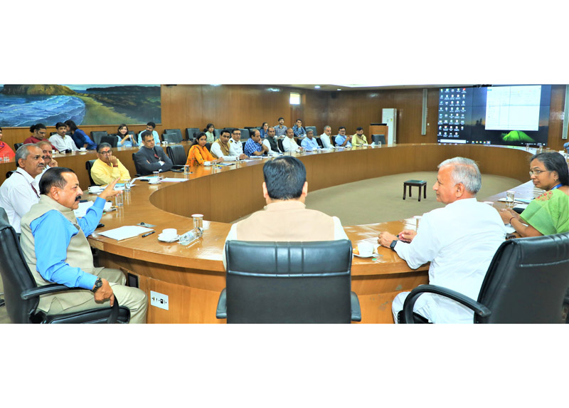 Union Minister Dr Jitendra Singh chairing a meeting to review the recently concluded 