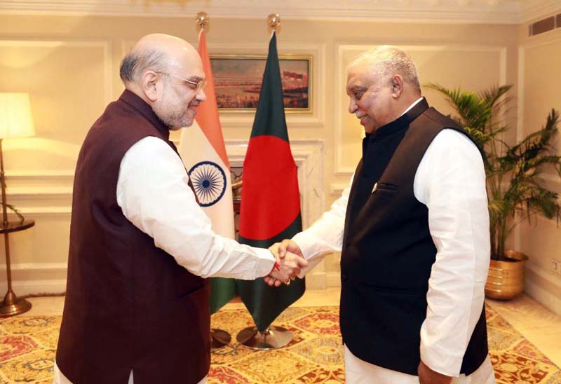 Union Home Minister Amit Shah met Asaduzzaman Khan, Home Minister of Bangladesh on the sidelines of the ‘No Money for Terror’ conference. 