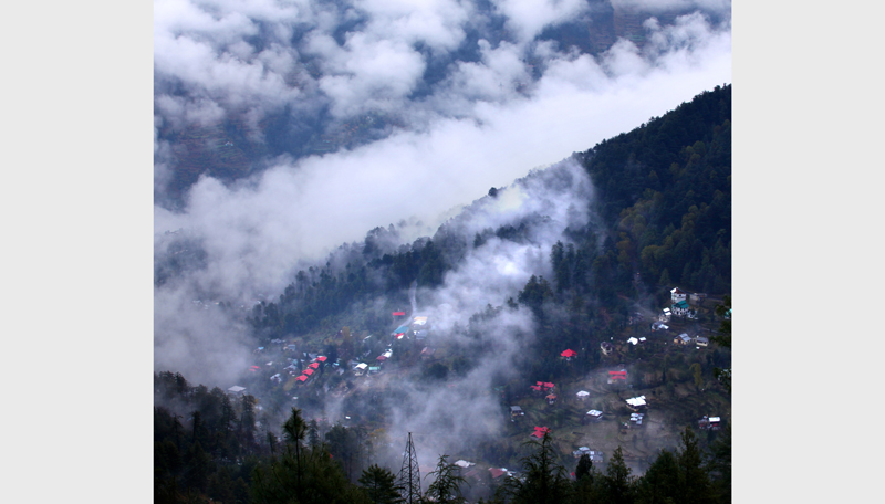 Panoramic view of Patnitop under the clouds. — Excelsior/Rakesh