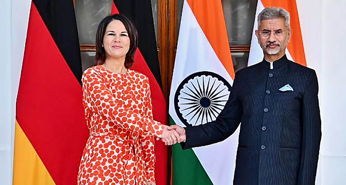 External Affairs Minister S Jaishankar in a meeting with Minister for Foreign Affairs of Germany Annalena Baerbock in New Delhi on Monday. (UNI)
