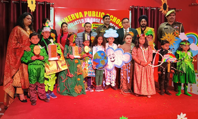 Winners of fancy dress competition posing for a group photograph with dignitaries at Kathua on Saturday.