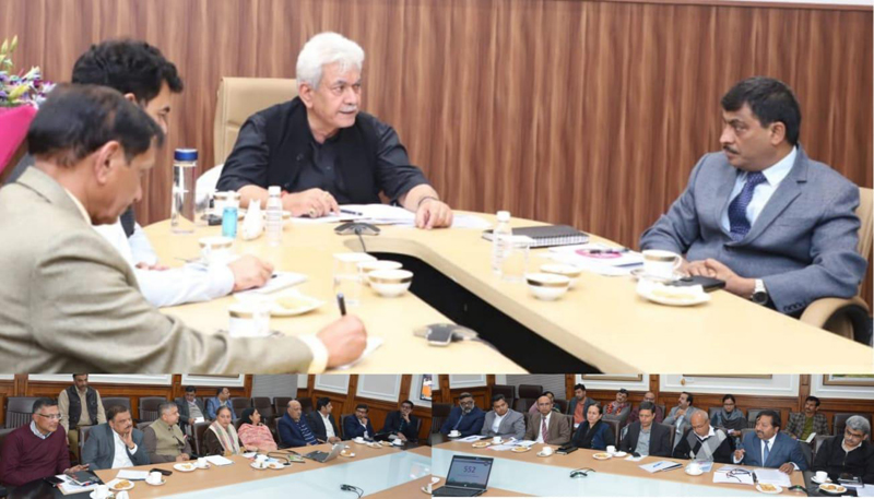 LG Manoj Sinha chairing a meeting on Saturday.