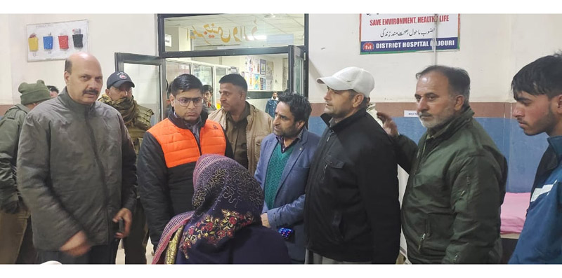 DC Rajouri visits GMC Hospital to see injured person of road mishap.