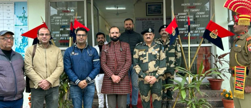 Dr Sushil Sharma at the camp at BSF Headquarters at Paloura on Sunday.